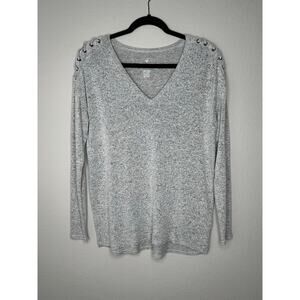 AMERICAN EAGLE Soft and Sexy Plush Lace Up Shoulder V Neck Oversized Pullover XS